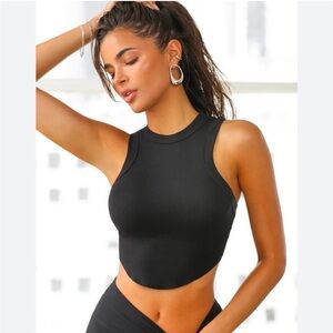 Joah Brown Cropped Black Tank Top Size M/L